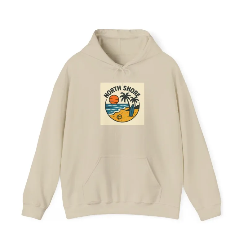 Custom hoodie with a retro beach badge