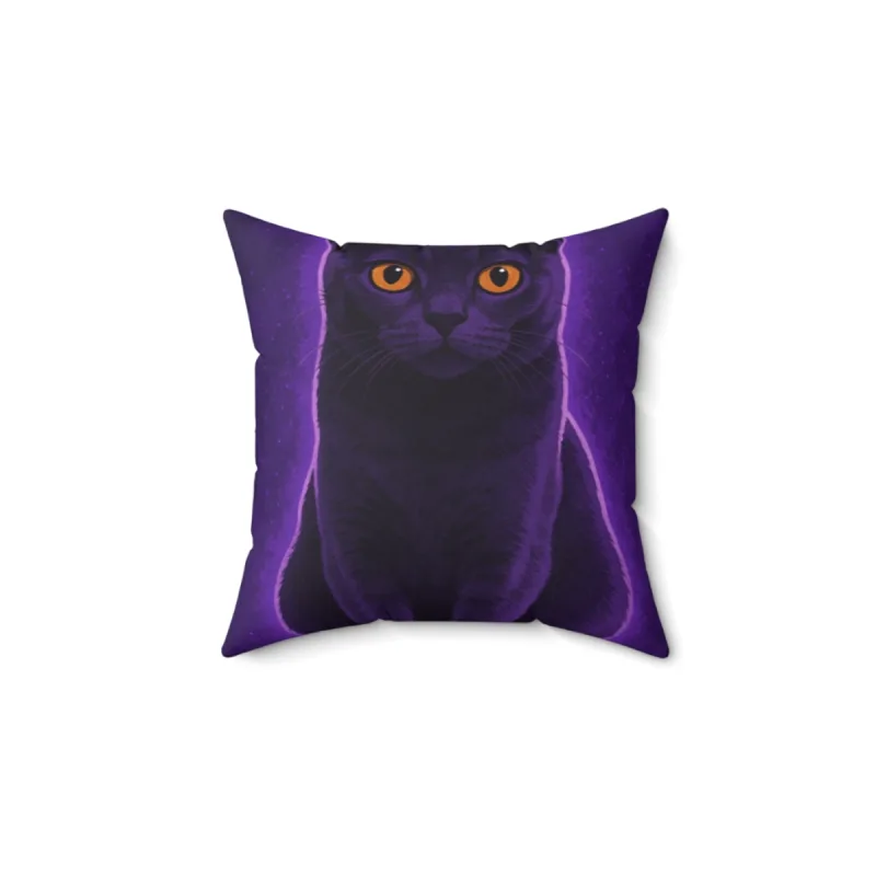 Custom pillow with a glowing cat portrait