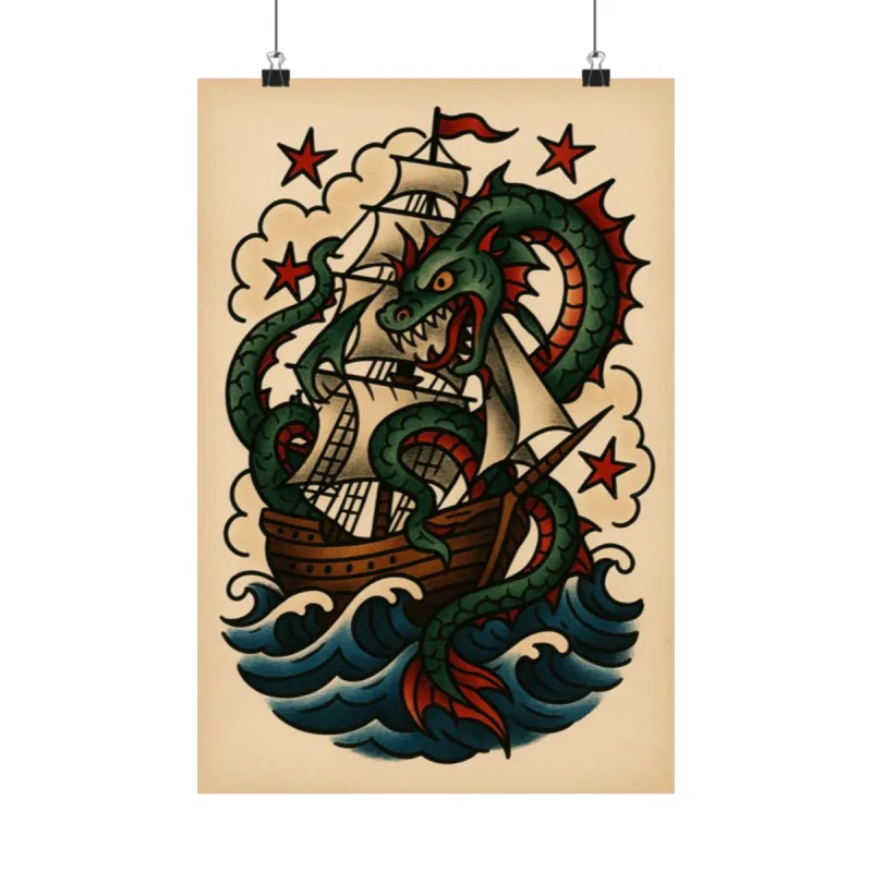 Custom poster with tattoo-style art