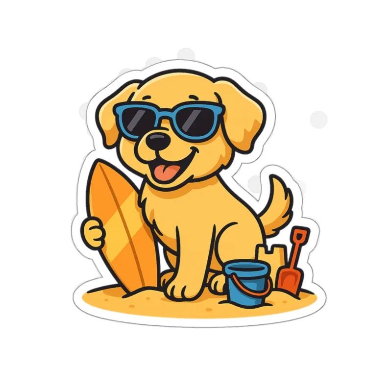 Custom die-cut sticker of a cartoon dog