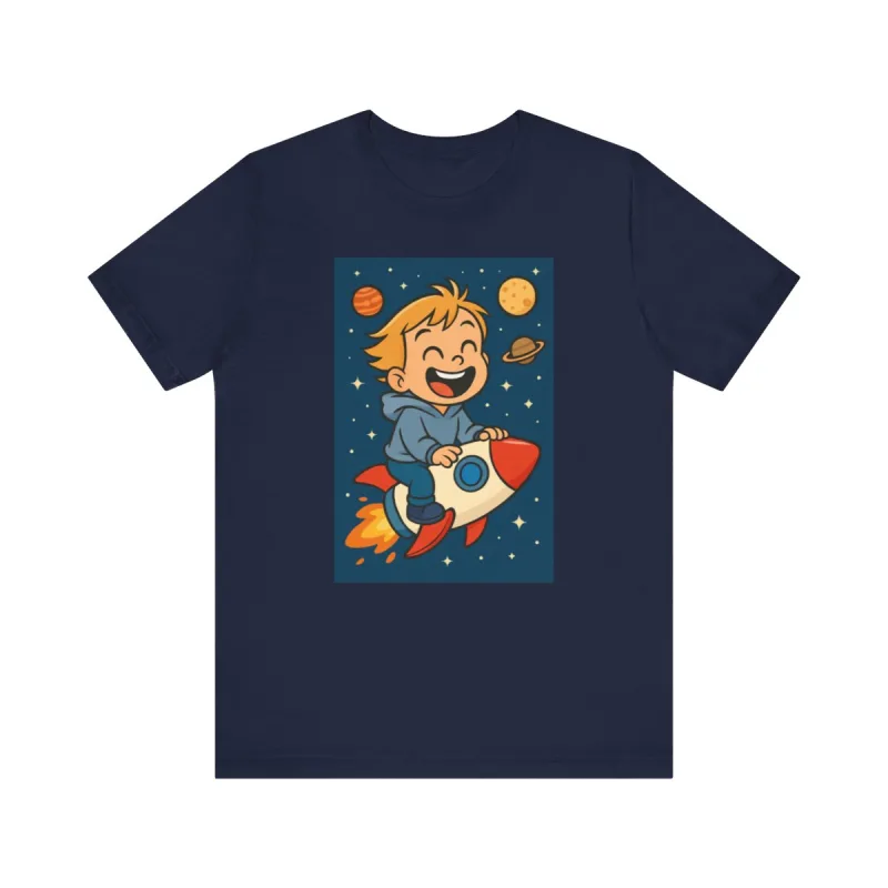 Custom t-shirt with a rocket kid illustration